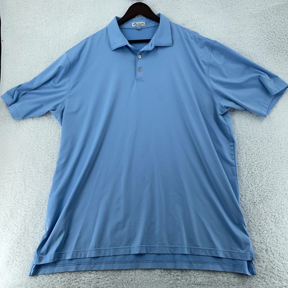 Peter Millar Polo Shirt Mens 2XL Light Blue Summer Comfort‎ Golf Performance